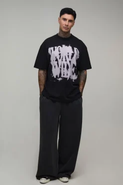 T-shirt Noir Oversize Grand Avec Imprimé Graffiti