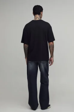 boohooMAN T-shirt Oversize Grande Taille Broderie Dés Bleus<Homme T-Shirts Tall|Tout Afficher