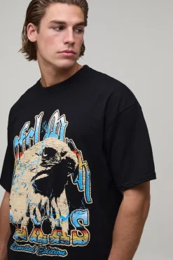 T-shirt Noir Oversize Imprimé Aigle Texas