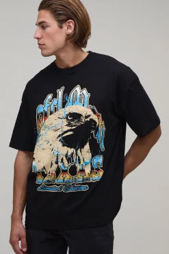 T-shirt Noir Oversize Imprimé Aigle Texas