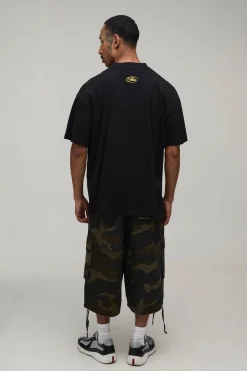 T-shirt Noir Oversize À Imprimé Cartoon
