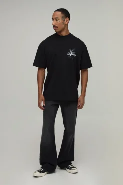 T-shirt Noir Oversize À Imprimé Colombe Renaissance