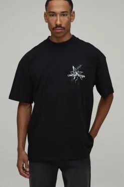 T-shirt Noir Oversize À Imprimé Colombe Renaissance