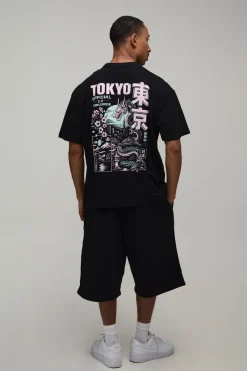 T-shirt Noir Oversize Imprimé Dragon