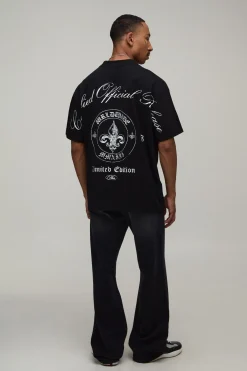 boohooMAN T-shirt Oversize À Imprimé Emblème Sur Les Coutures<Homme T-Shirts Impriméstendances|T-Shirts