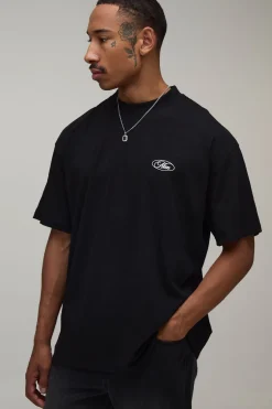boohooMAN T-shirt Oversize À Imprimé Emblème Sur Les Coutures<Homme T-Shirts Impriméstendances|T-Shirts