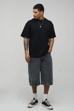 T-shirt Noir Oversize À Imprimé Floral Sur Les Coutures