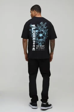 T-Shirt Noir Oversize à Imprimé Floral Florence