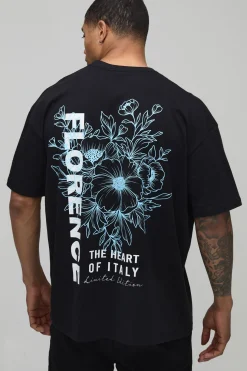 T-Shirt Noir Oversize à Imprimé Floral Florence