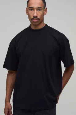 T-shirt Noir Oversize À Imprimé Floral Esquissé