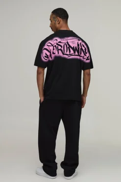 boohooMAN T-shirt Oversize À Imprimé Graffiti Sur Les Coutures<Homme T-Shirts Impriméstendances|T-Shirts