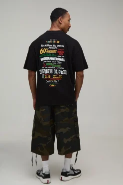 T-shirt Noir Oversize À Imprimé International