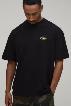 T-shirt Noir Oversize À Imprimé International