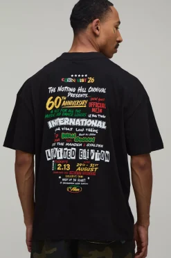 T-shirt Noir Oversize À Imprimé International