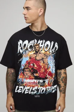 T-shirt Noir Oversize Imprimé Licence Luke Rockhold Misfits