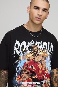T-shirt Noir Oversize Imprimé Licence Luke Rockhold Misfits