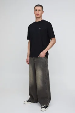 T-shirt Noir Oversize Imprimé New York À L'aérographe