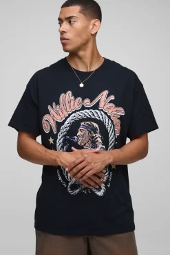 T-shirt noir oversize imprimé sous licence Willie Nelson