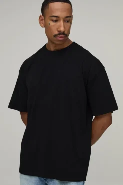 T-shirt Noir Oversize À Imprimé Statue Sur Les Coutures