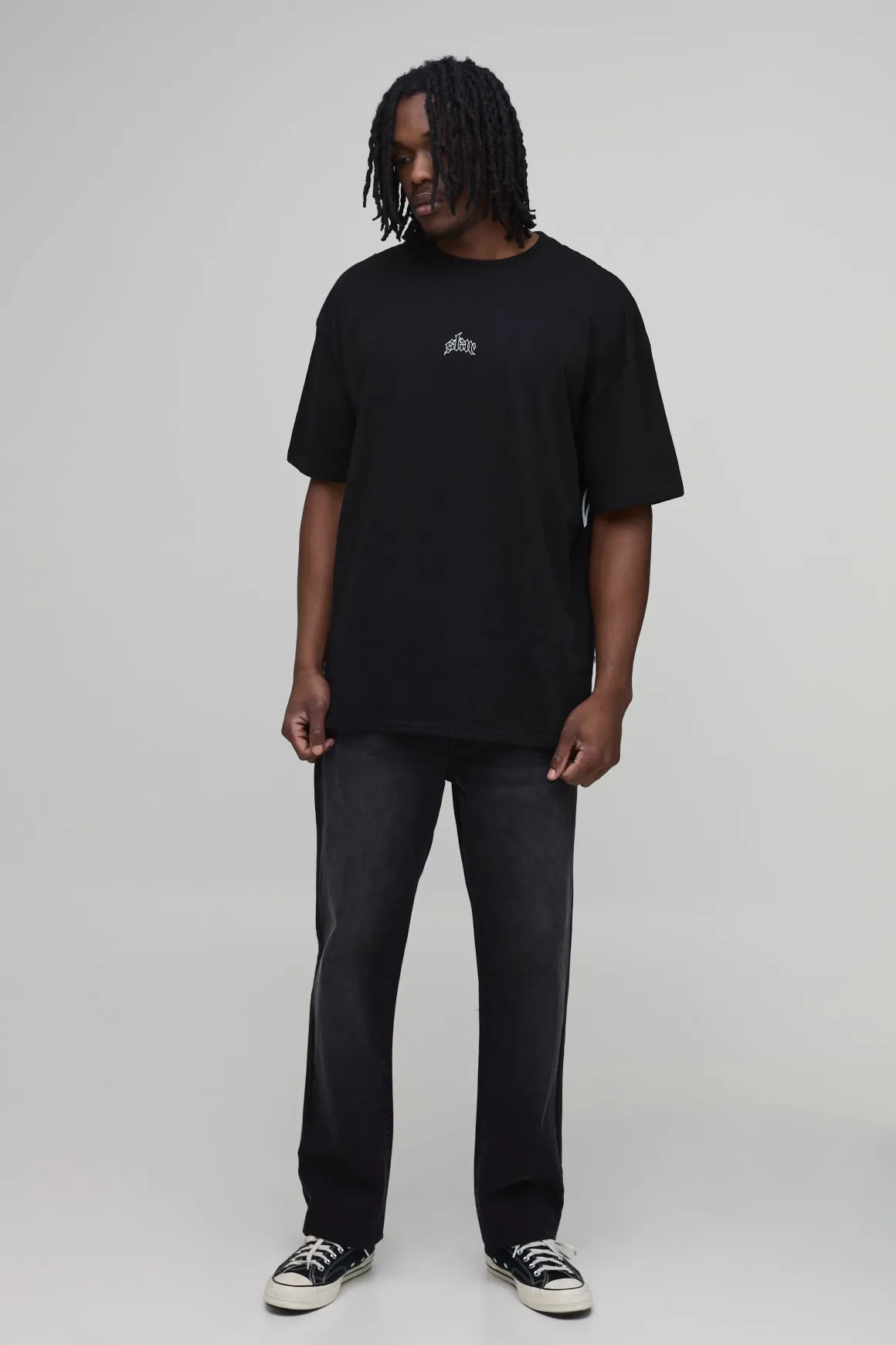 T-shirt Noir Oversize À Imprimé Étoiles Pour Grande Taille