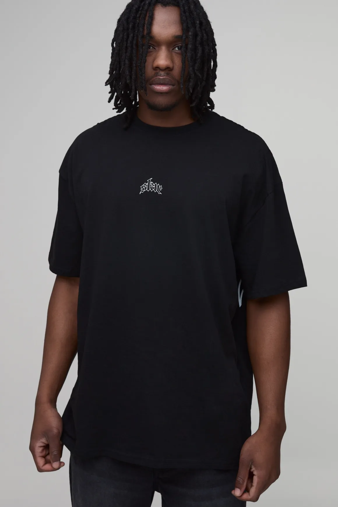 T-shirt Noir Oversize À Imprimé Étoiles Pour Grande Taille