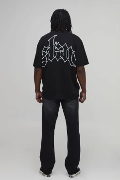 T-shirt Noir Oversize À Imprimé Étoiles Pour Grande Taille