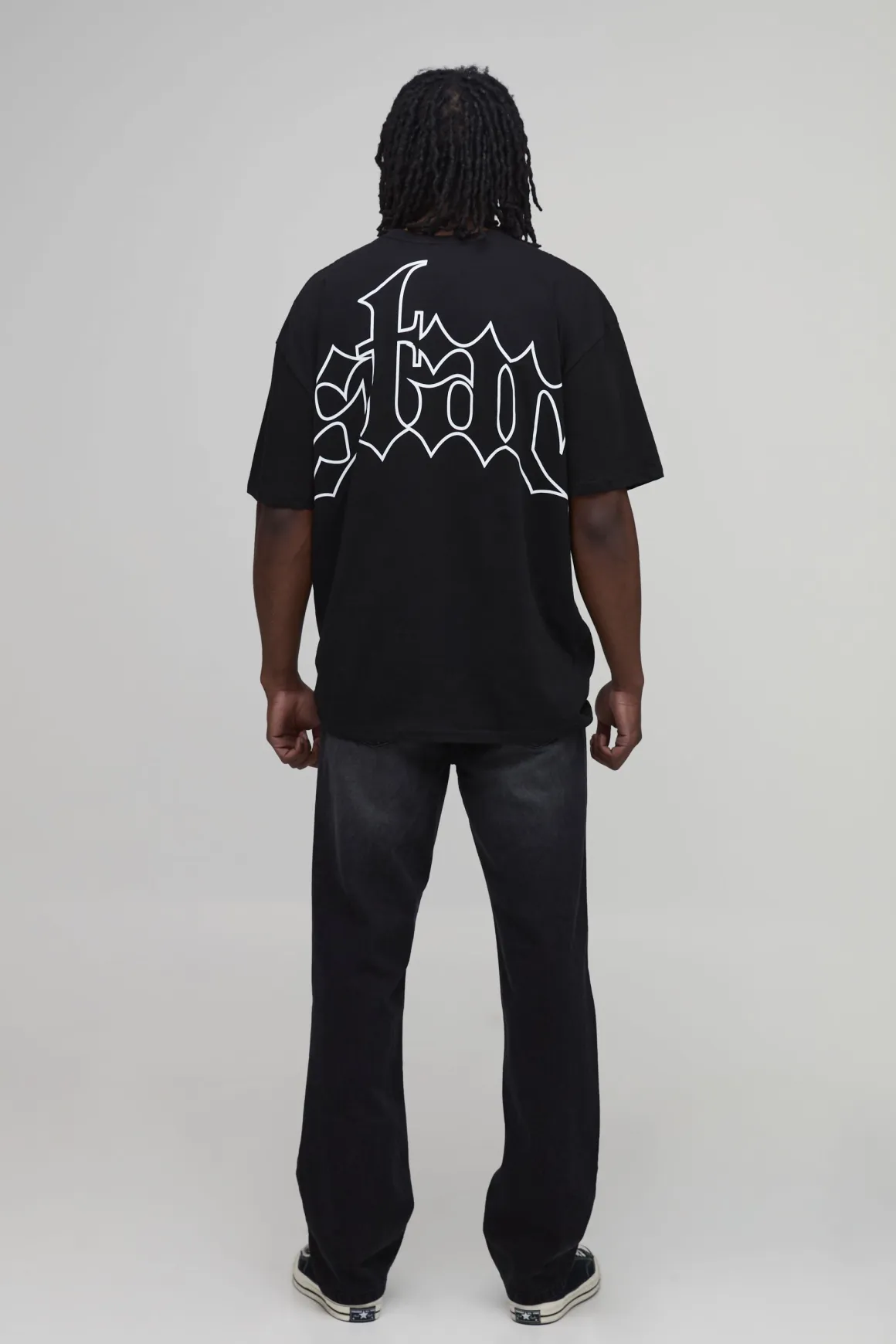 T-shirt Noir Oversize À Imprimé Étoiles Pour Grande Taille
