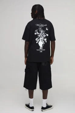boohooMAN T-shirt Oversize À Imprimé Vase Fleuri<Homme T-Shirts Impriméstendances|T-Shirts
