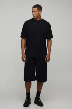 T-shirt Noir Oversize Imprimé Worldwide Sur Les Coutures
