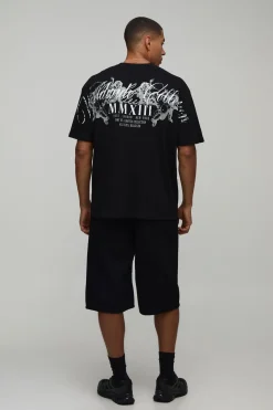 T-shirt Noir Oversize Imprimé Worldwide Sur Les Coutures