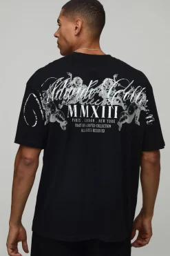 T-shirt Noir Oversize Imprimé Worldwide Sur Les Coutures