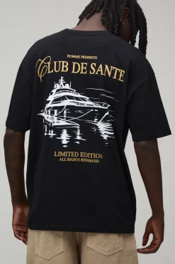 T-shirt Noir Oversize Imprimé Yacht Club De Luxe
