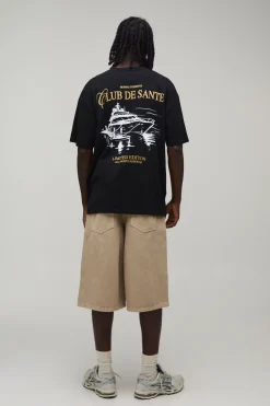 T-shirt Noir Oversize Imprimé Yacht Club De Luxe