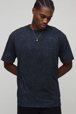 T-shirt noir oversize Playboy de Noël en acid wash avec impression sous licence