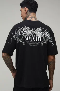T-shirt Noir Oversize Tall À Imprimé Worldwide Sur Les Coutures