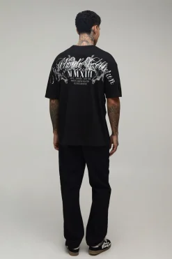T-shirt Noir Oversize Tall À Imprimé Worldwide Sur Les Coutures