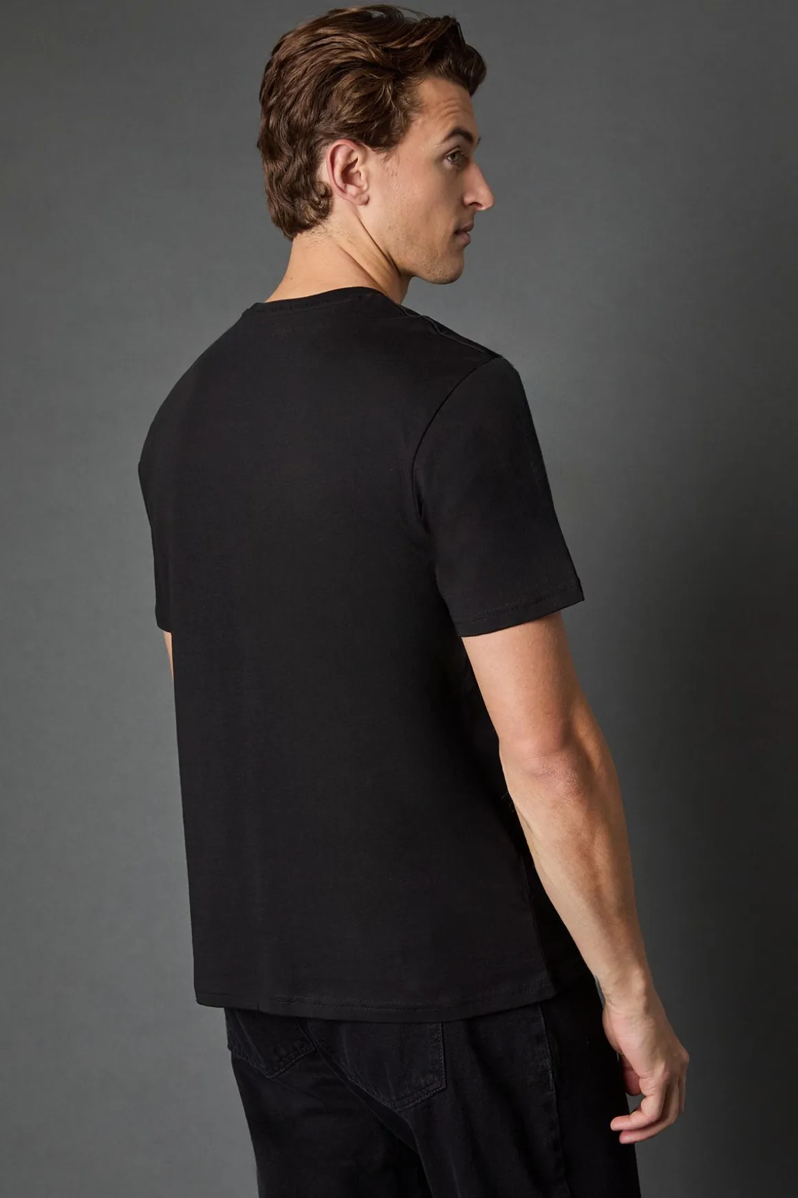 T-Shirt Noir Uni Col Rond