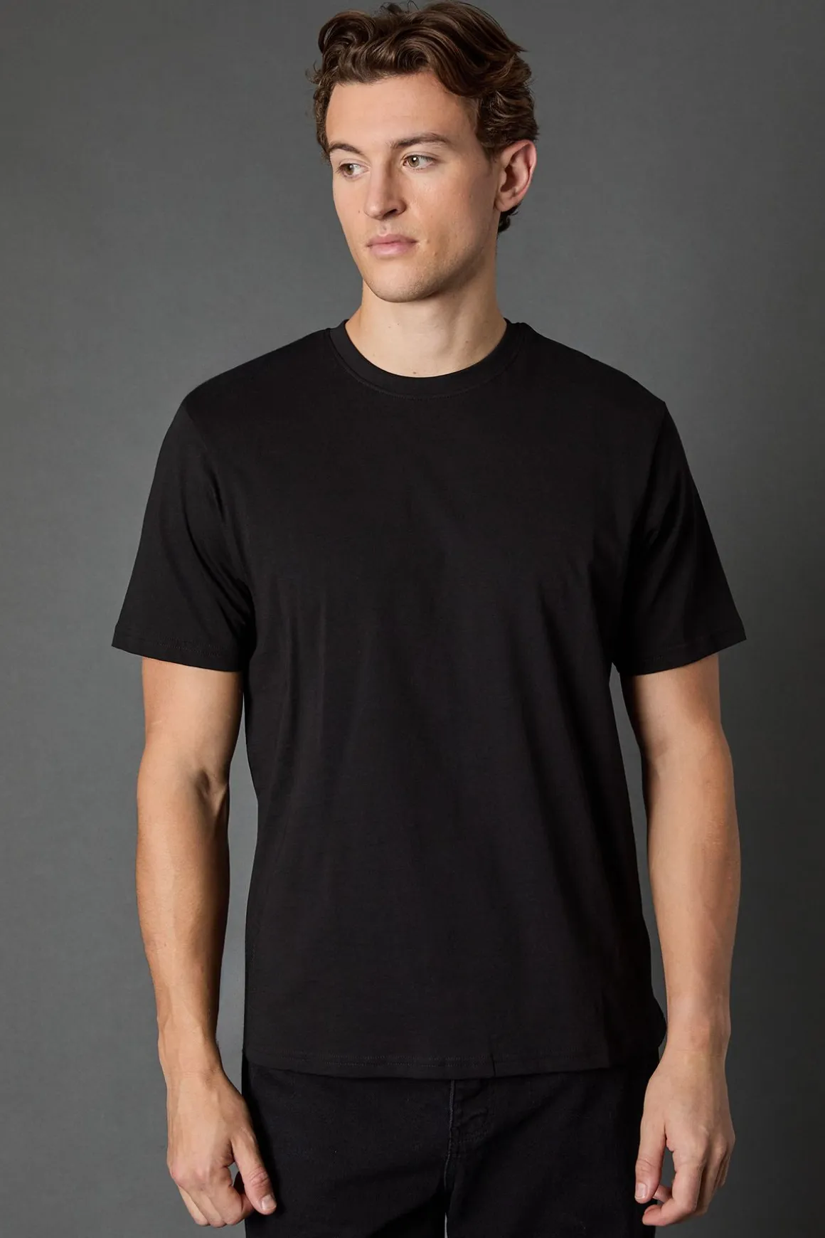 T-Shirt Noir Uni Col Rond
