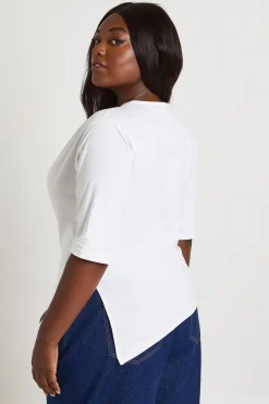 boohoo T-shirt Ourlet Asymétrique Taille Cintrée Manches 3/4<Femme Tops