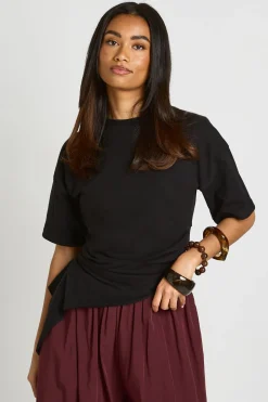 T-shirt À Ourlet Drapé Asymétrique