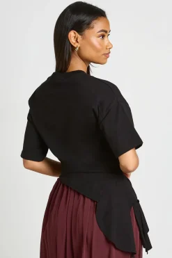 T-shirt À Ourlet Drapé Asymétrique