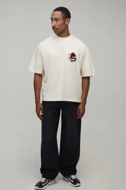 T-shirt Oversize Ample Avec Broderie Dragon