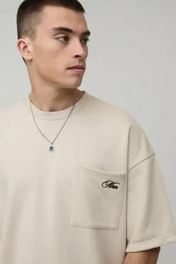 T-shirt Oversize Ample Avec Poche Et Détails De Coutures