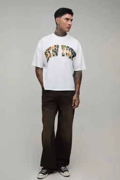 boohooMAN T-shirt Oversize Ample Tall Imprimé Camouflage New York<Homme Tout Afficher|Tout Afficher