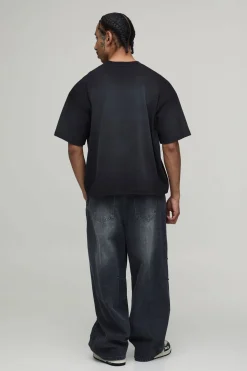 T-shirt Oversize Ample Délavé À Ourlet Brut Imprimé Palmiers
