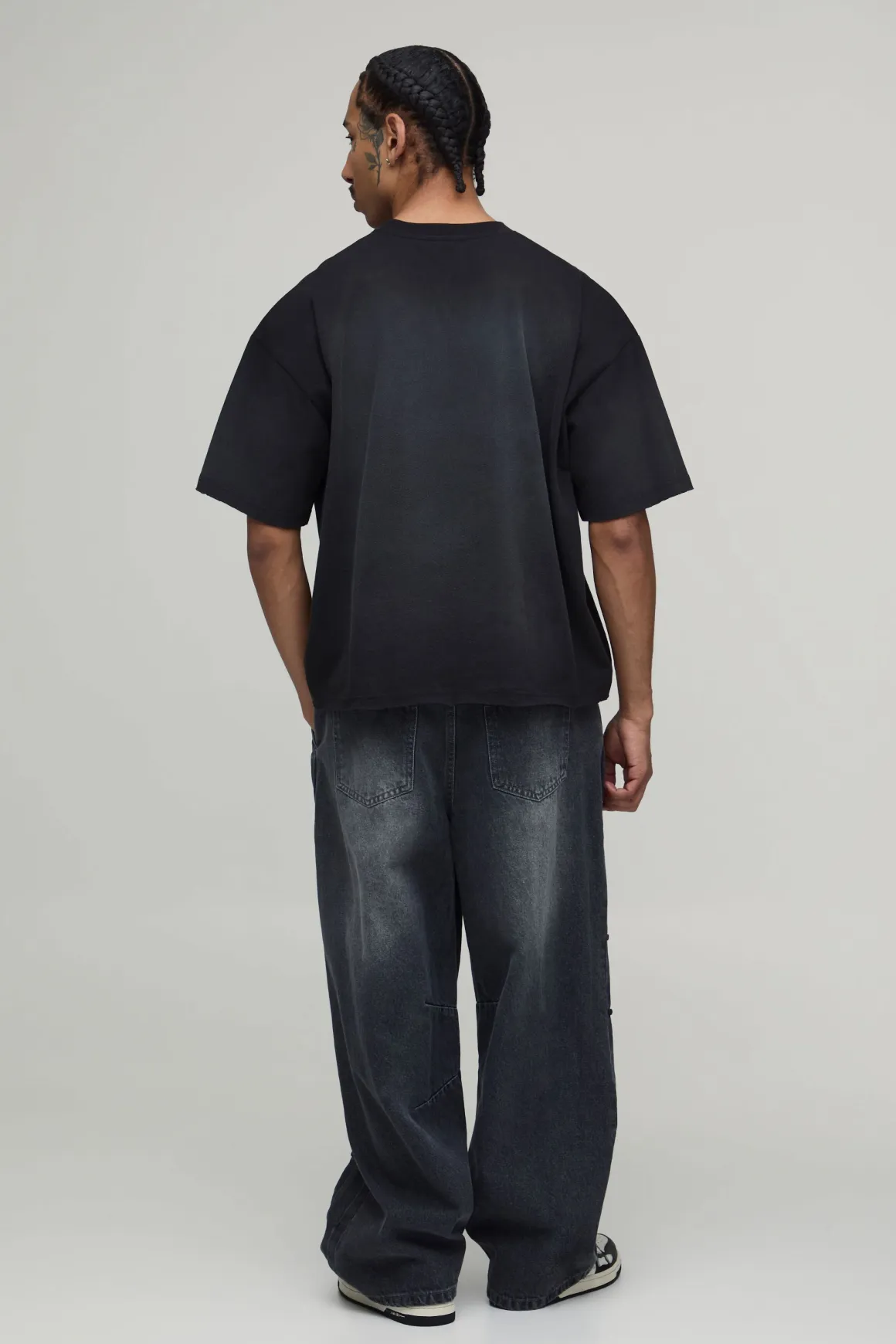 T-shirt Oversize Ample Délavé À Ourlet Brut Imprimé Palmiers