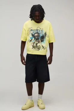 T-shirt Oversize Ample Délavé Vif À Imprimé Graphique