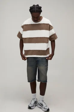 T-shirt Oversize Ample Effet Usé À Manches Courtes