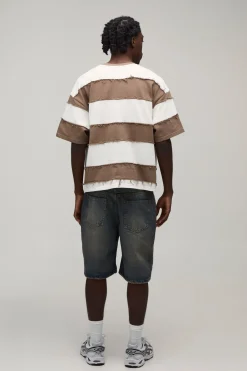 T-shirt Oversize Ample Effet Usé À Manches Courtes
