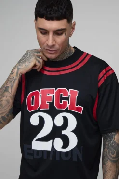 T-shirt Oversize Ample En Mesh Imprimé Ofcl 23 Pour Grand